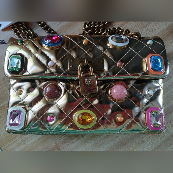 Kurt Geiger Gold Crossbody Bag with Jewel Accents - Picture 9 of 12